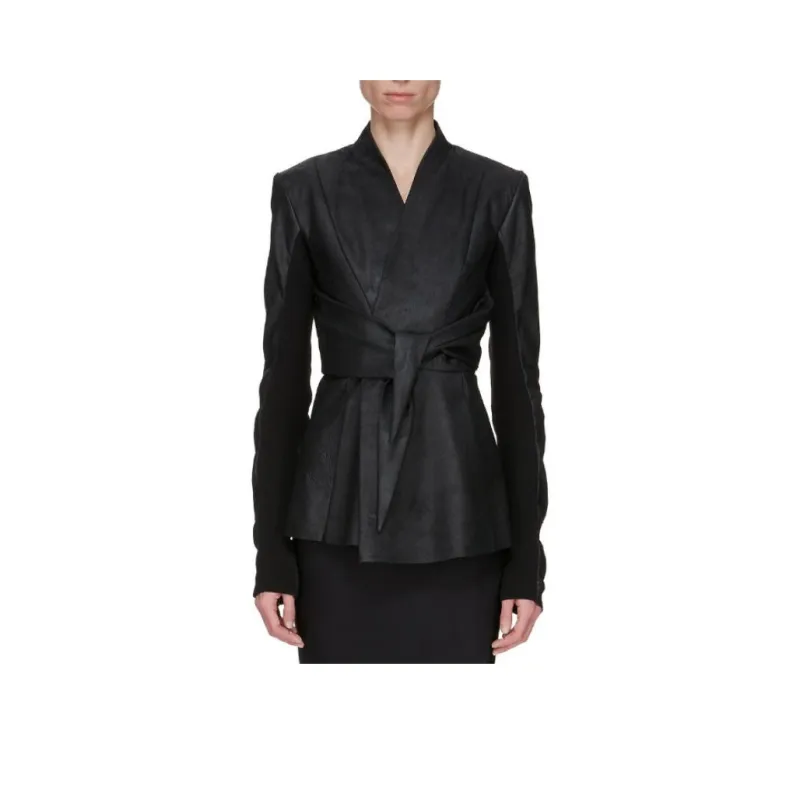 RICK OWENS Pelle Giacca Ls Strutter Black-0