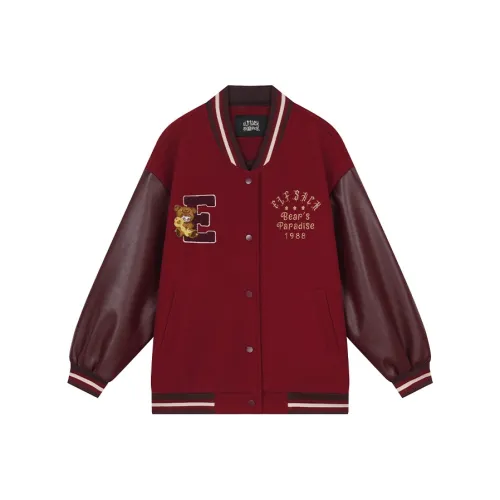 ELF SACK Baseball Jacket Women's Bear Burgundy