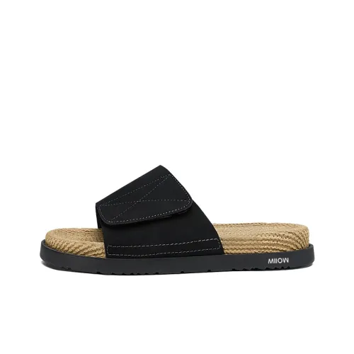 MIIOW Leather Patchwork Slip Resistant Abrasion Resistant Slide Slippers Men's
