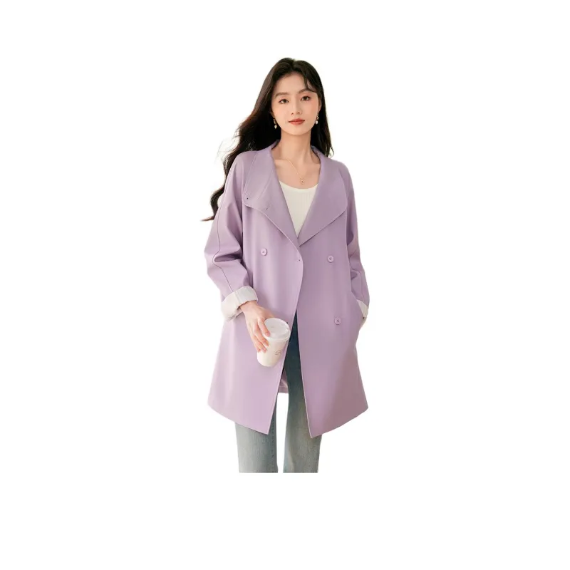 Like The Age Of Water Trench Coat Women's Purple-0