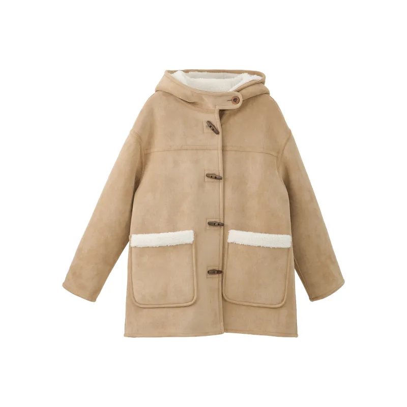 Fstudio Korean Petite Reversible Hooded Commute Relaxed Coat Women's Khaki-6