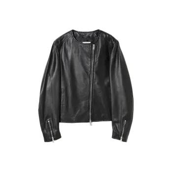 Beams Leather Jacket Women's Black