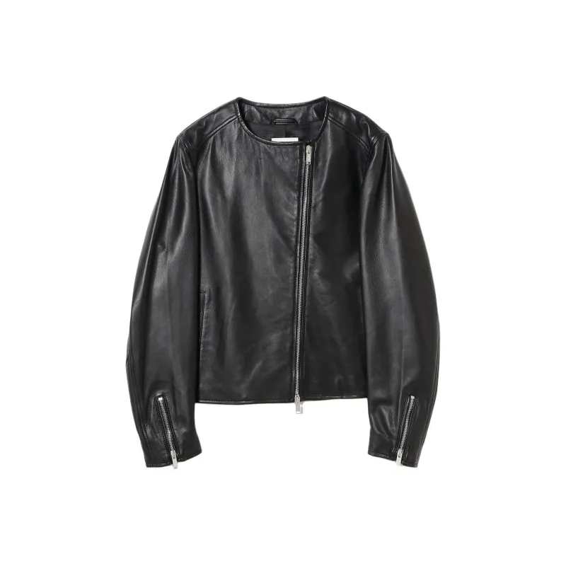 Beams Leather Jacket Women's Black-0