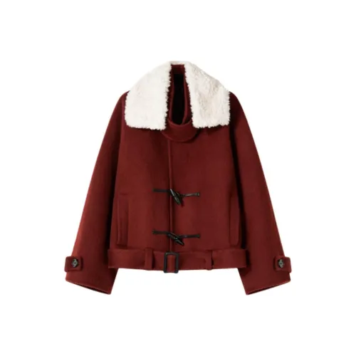 SHUXI Coat Women's Christmas Red