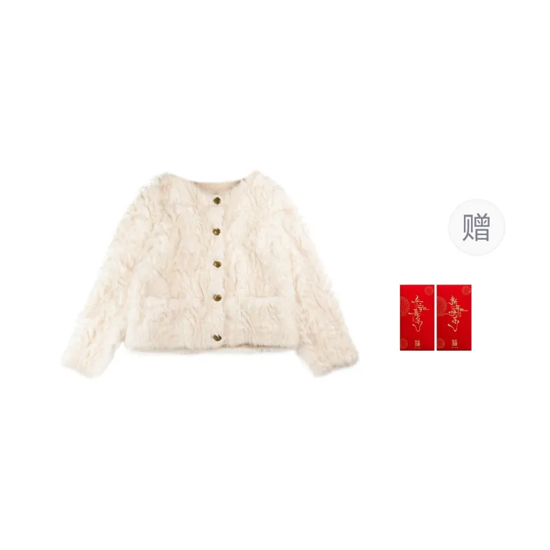 VICTORIA&VERA Velvet feel Coat Women's Beige-2