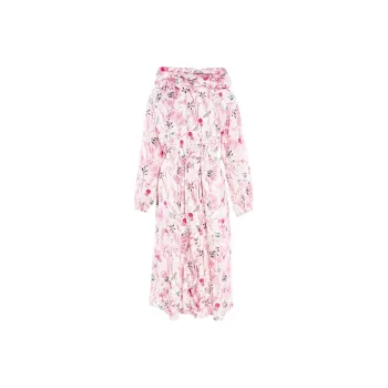 BESIONIA SS24 Trench Coat Women's Pink Floral Pattern