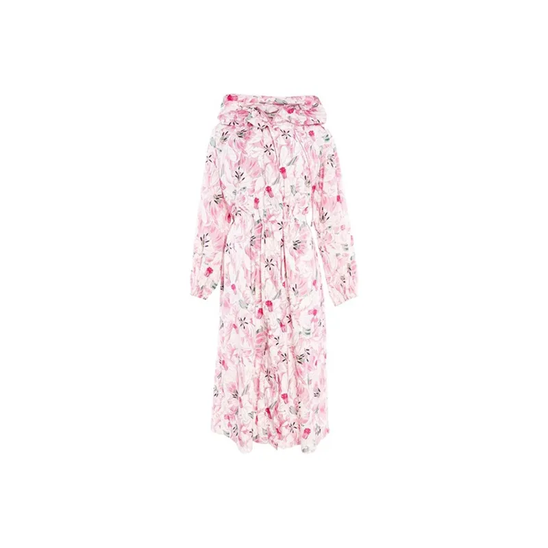 BESIONIA SS24 Trench Coat Women's Pink Floral Pattern-0