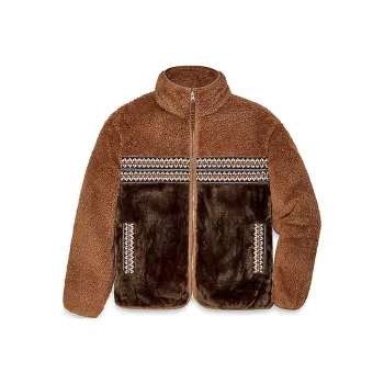 Victoria's Secret PINK UGG® MARLENE SHERPA JACKET HERITAGE BRAID Braid Velvet-feel Coat Women's Brown