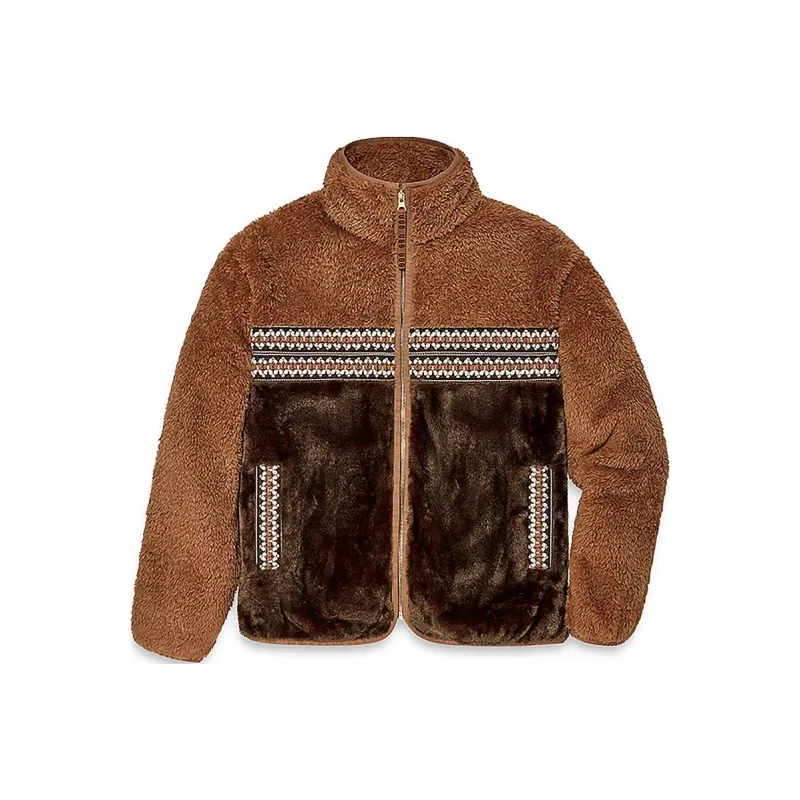 Victoria's Secret PINK UGG® MARLENE SHERPA JACKET HERITAGE BRAID Braid Velvet-feel Coat Women's Brown-0