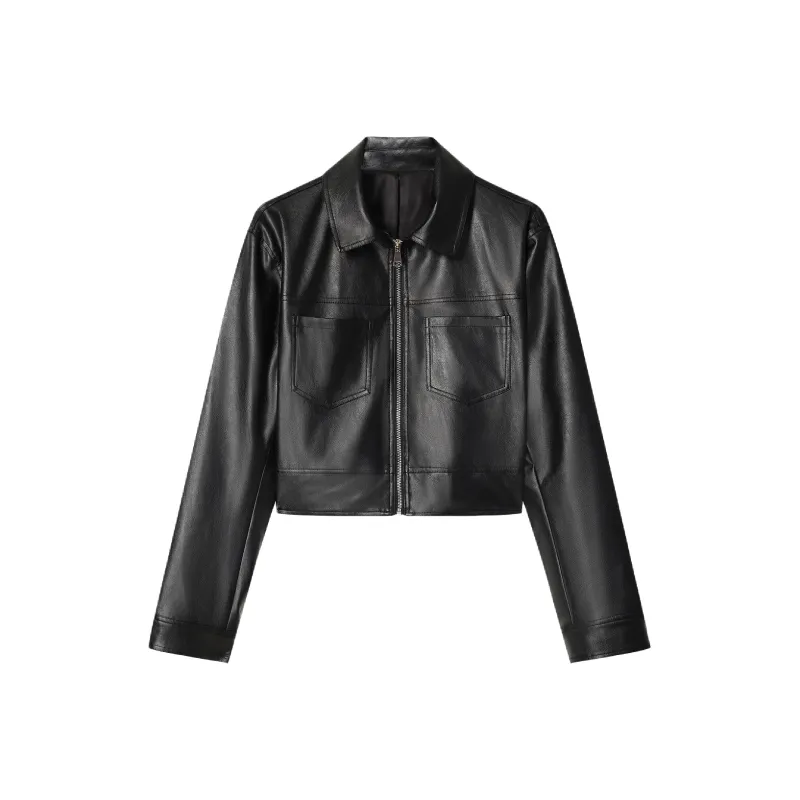 THE SEA LIFE Leather Jacket Women's Black Mage-0