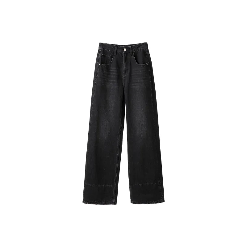 Fstudio Fall And Winter Korean Style 100% Cotton Plaid Multicolor Denim Casual Pants Women's Black-0