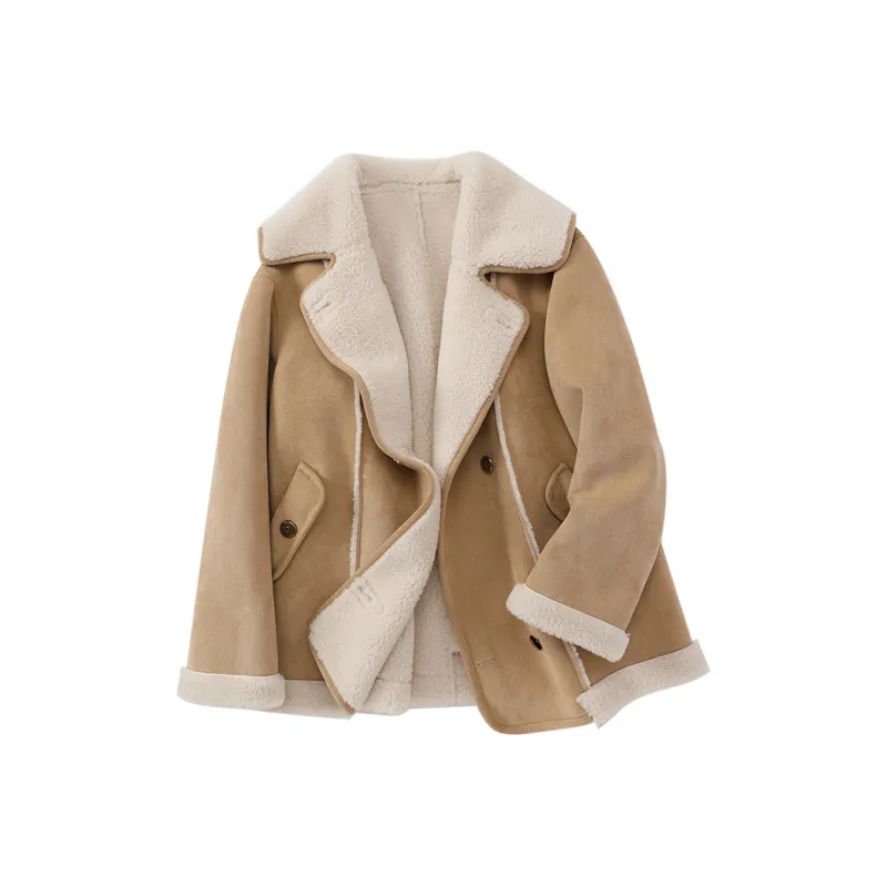 XIANGYING Velvet feel Coat Women's Khaki-0