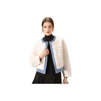 FENHONGMALI Velvet feel Coat Women's White