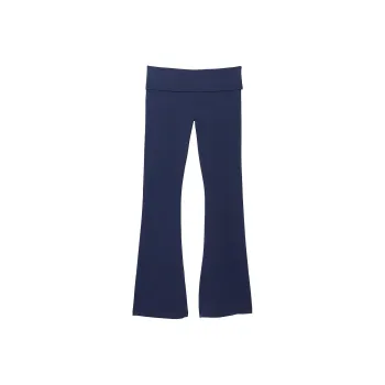 Victoria's Secret PINK COTTON FOLDOVER FLARE LEGGINGS/Midnight Navy Casual Pants Women's Marine Blue