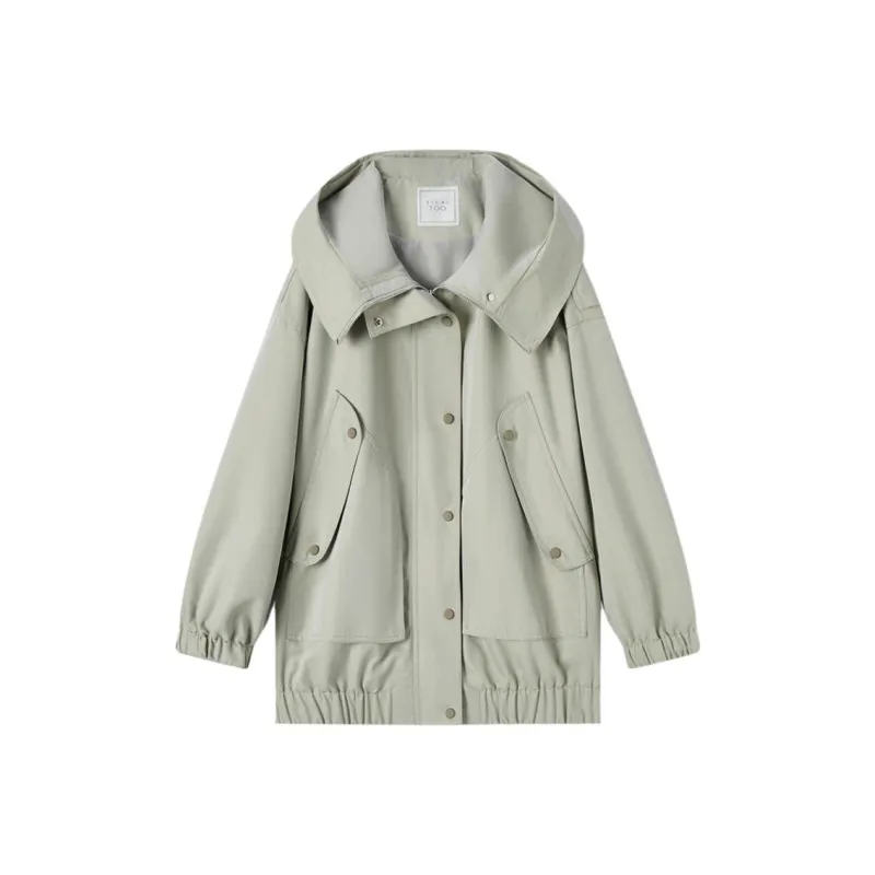 EICHITOO Trench Coat Women's Green Gray-0