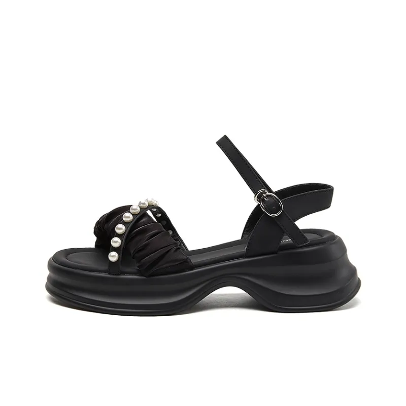 EXULL Q One Strap Sandals Women's Black-0