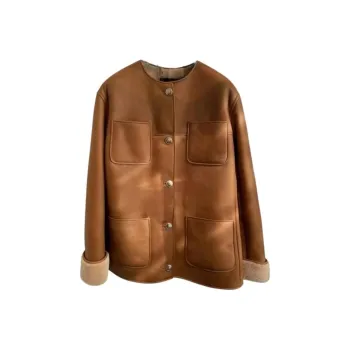 CHANEL FW24 Leather Jacket Women's Brown