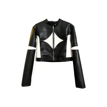 TURN UP Leather Jacket Women's Black