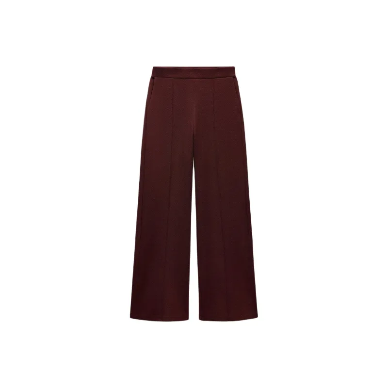 ZARA Casual Pants Women's Burgundy Red-0