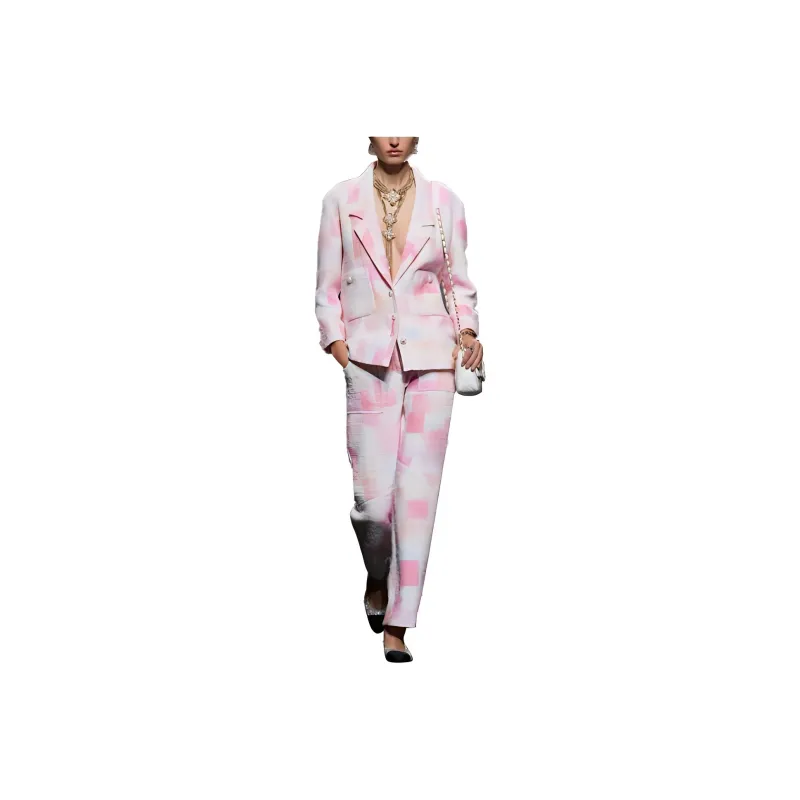 CHANEL Casual Pants Women's Pink White-0