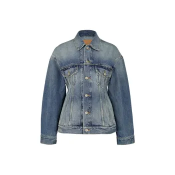 Balenciaga Collared Button Up Denim Jacket