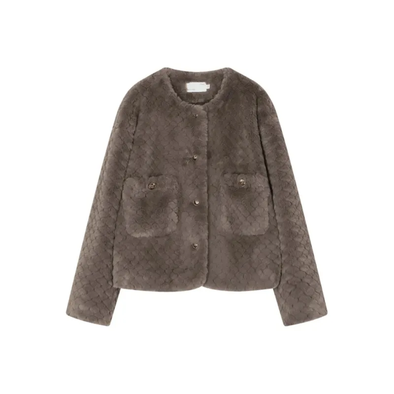 IHIMI Velvet feel Coat Women's Gray Brown-0