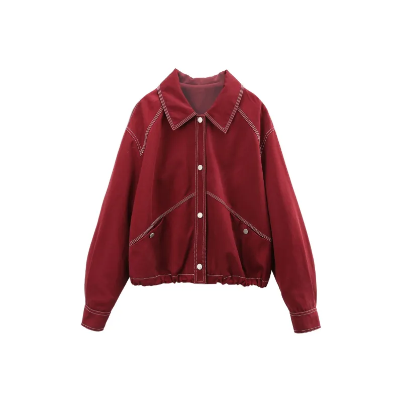 A Paradise For Awakening Denim Jacket Women's Burgundy-0