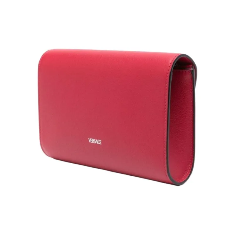 VERSACE Leather Shoulder Bag Women's Red-1