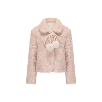 CHIWAWAMEME Velvet feel Coat Women's Leather Pink
