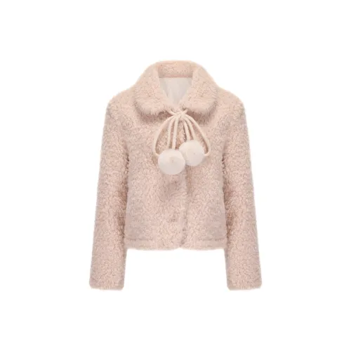 CHIWAWAMEME Velvet feel Coat Women's Leather Pink