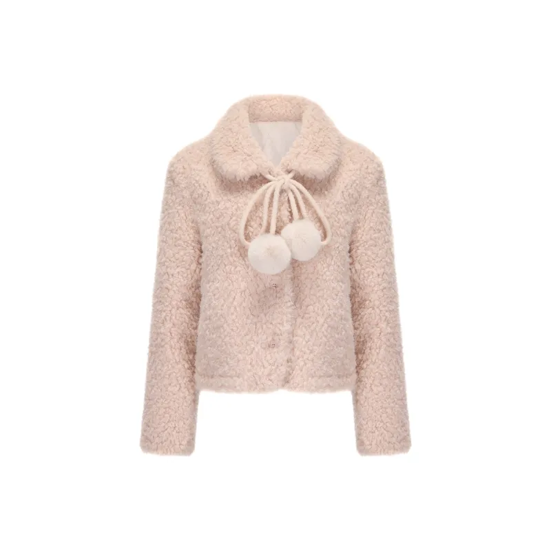 CHIWAWAMEME Velvet feel Coat Women's Leather Pink-0