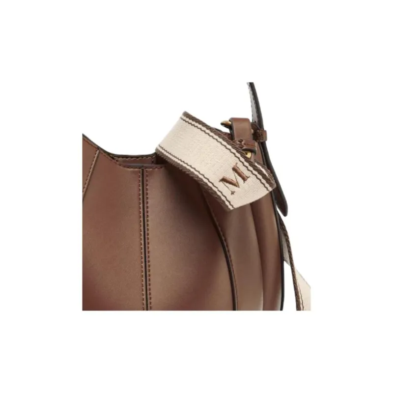 ZARA Polyurethane Shoulder Bag, Crossbody Bag, Handbag Women's Dark Brown Yellow-5