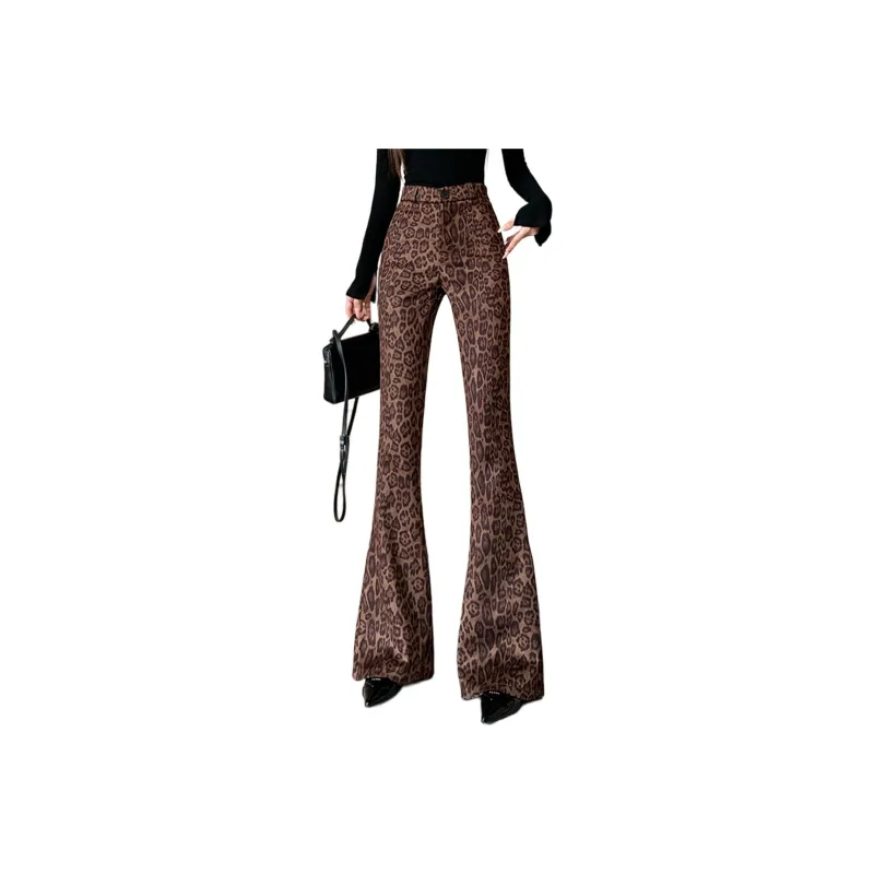 Wbwq Casual Pants Women's Leopard Print-7