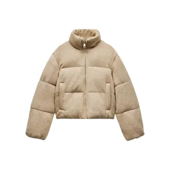 ZARA Puffer Jackets Women's Tan