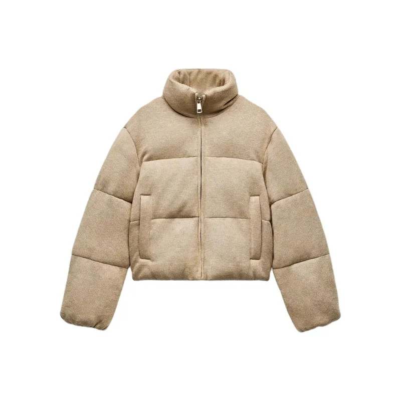 ZARA Puffer Jackets Women's Tan-0
