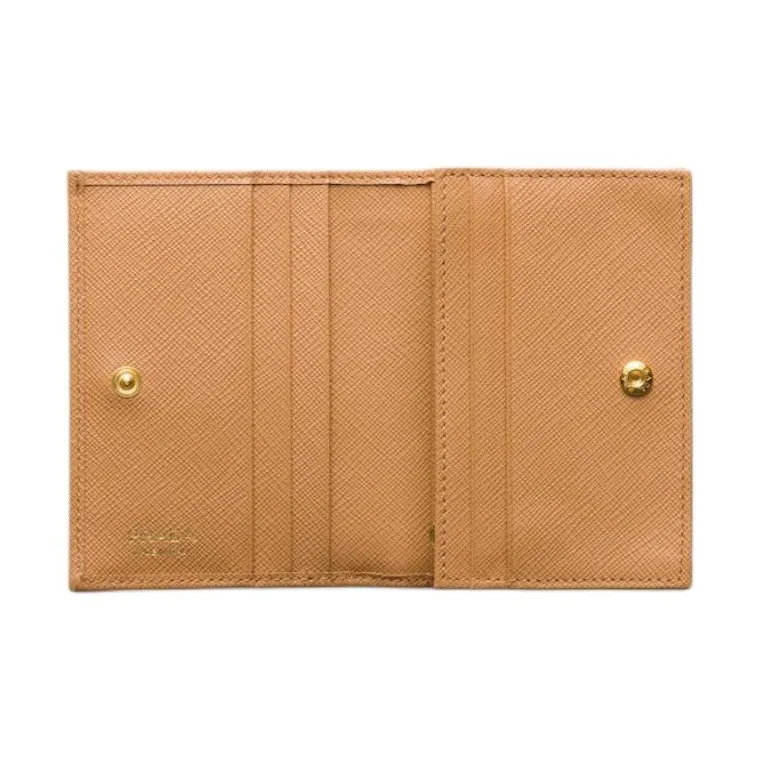 PRADA Saffiano Cow Leather Wallet Small Size Women's Natural Beige-2