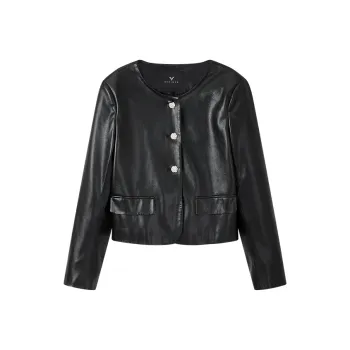 Yu Qianwen Leather Jacket Women's Black