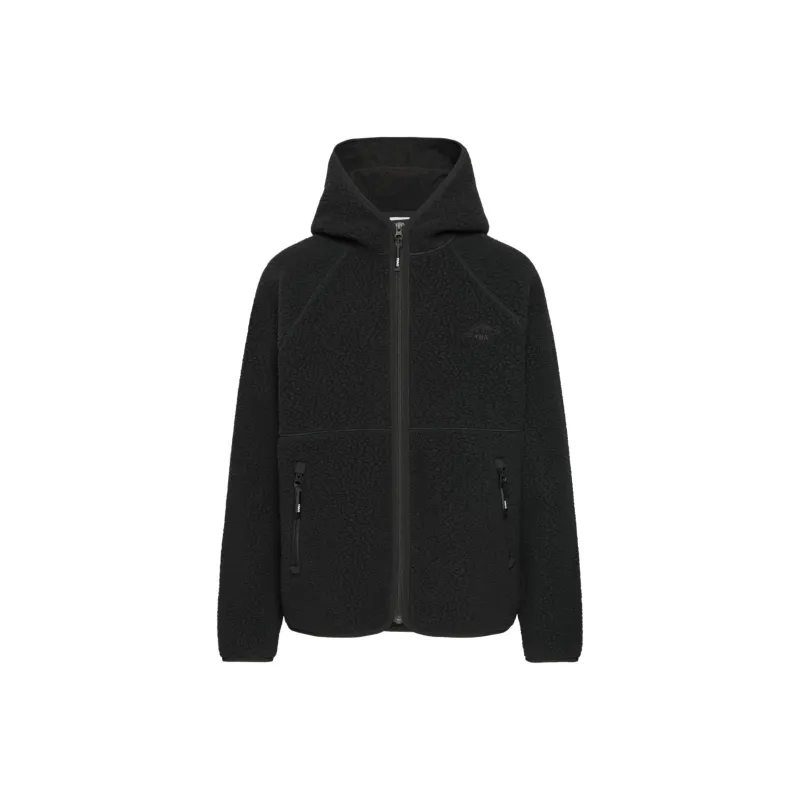 ARITZIA Tna Polartec Thermal Pro Hooded Zip Hoodie Velvet-feel Coat Women's BLACK/Black-0