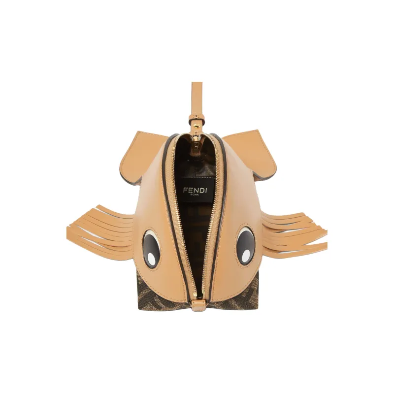 FENDI Calfskin Toiletry Bag Women's Brown-3