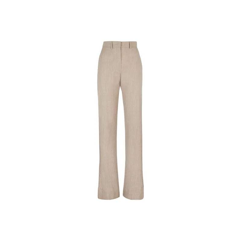 FENDI Mélange effect Straight leg Wool Trousers-0