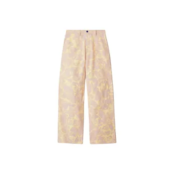 Burberry Rose-Printed High Waist Straight-Leg Trousers