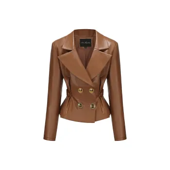 NANA JACQUELINE Leather Jacket Women's Light Coffee