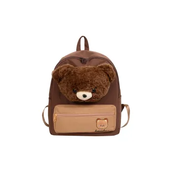 ZOGA Nylon High School To University Student Backpack Regular Unisex Brown/Ivory/Pink/Light Brown
