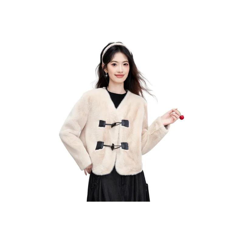 Emodues Velvet feel Coat Women's Apricot-0