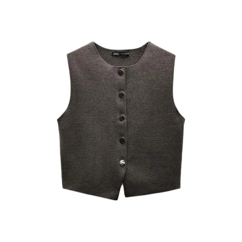 ZARA Vest Women's Glitter Brown-0