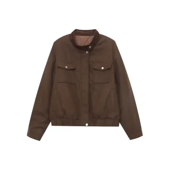 CHARM PICK Cropped Coats Women's Coffee