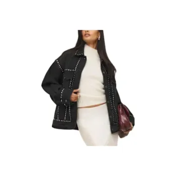 REFORMATION Denim Jacket Women's Wana Stud