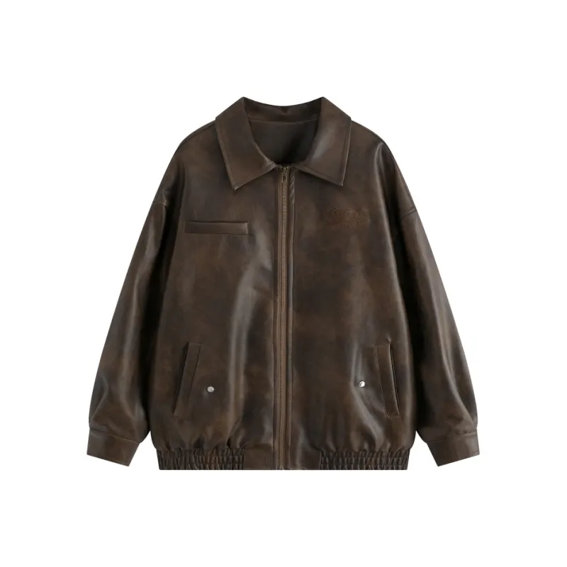 ZXZA Leather Jacket Women's Vintage Brown-0