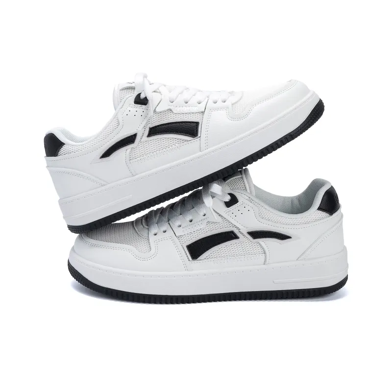 HUANQIU Abrasion Resistant, Lightweight, And Breathable Low Top Skateboard Shoes Men's White Black-4