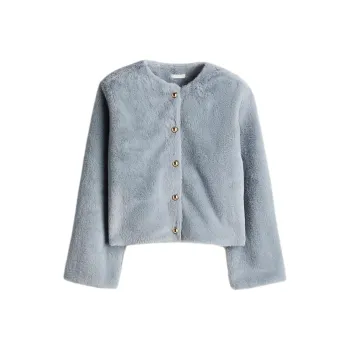 H&M Velvet feel Coat Women's Light Gray Blue